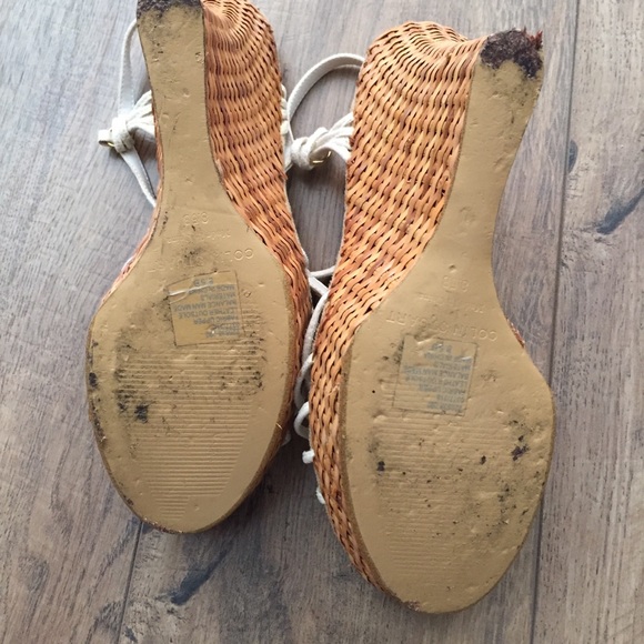 Colin Stuart Strappy Wicker Wedges White - Picture 4 of 5